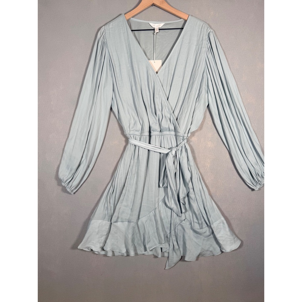 LC Lauren Conrad Womens XXL Light Blue Faux Wrap Ruffle Feminine Romantic Dress